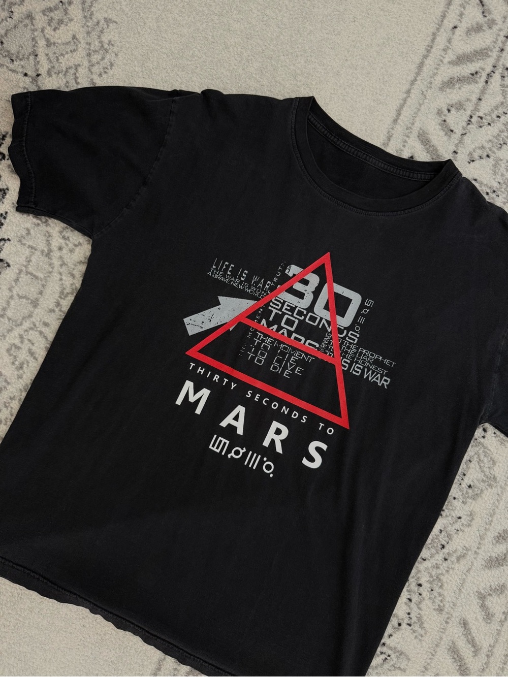 Thirty Seconds to Mars Band T Shirt Men’s Large Black Graphic Tee 100% Cotton